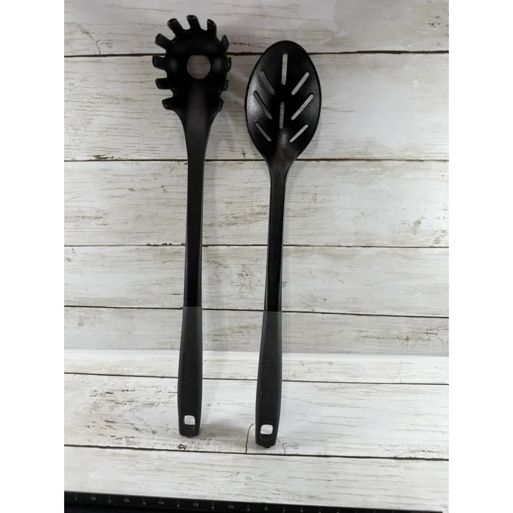 Select by Calphalon Black Nylon Pasta Fork and Slotted Spoon Kitchen Utensil Set